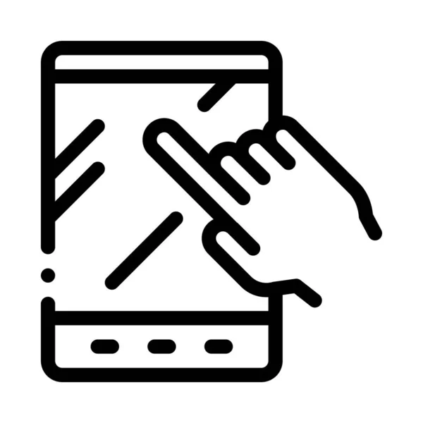 Handtasten Tablet Icon Vector Outline Illustration — Stockvektor