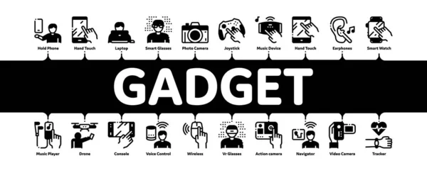 Gadget e Dispositivo Vetor de Banner Infográfico Mínimo — Vetor de Stock