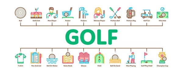 Golf játék Minimális Infographic Banner Vector — Stock Vector