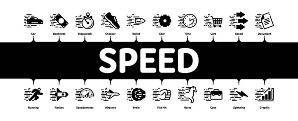 Vitesse Mouvement rapide Minimal Infographie Bannière vectorielle — Image vectorielle