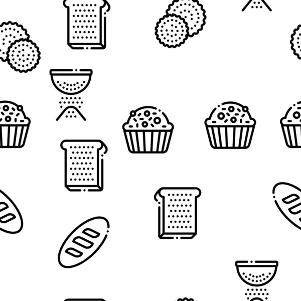 Panadería sabrosa comida sin costura patrón Vector — Archivo Imágenes Vectoriales
