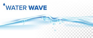 Splashing Water Wave With Blue Air Bubbles Vector