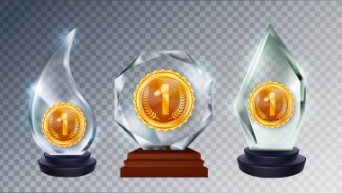 Glass Award Different Form Collection Set Vector clipart