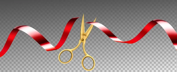 Scissors Cutting Ribbon Shop Grand Opening Vector — Stockvector