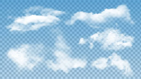 Fluffy Clouds Atmosphere Assortment Set Vector — Stock vektor
