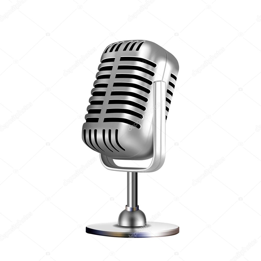 Microphone Retro Vocal Radio Equipment Vector