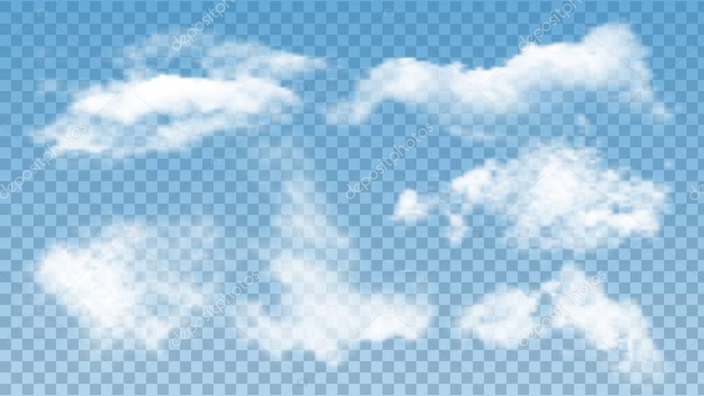 Fluffy Clouds Atmosphere Assortment Set Vector