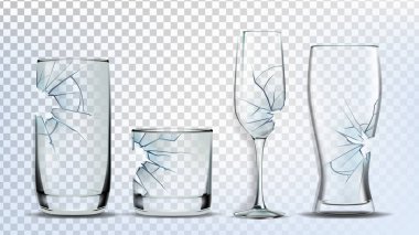 Broken And Damaged Glasses Collection Set Vector