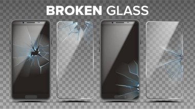 Broken Glass Phone Screen Protector Set Vector