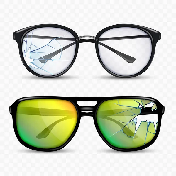 Broken Glasses And Spectacle Accessory Set Vector — 스톡 벡터