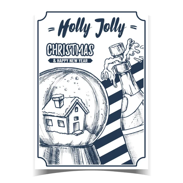 Holly Jolly Natal Publicidade Banner Vector —  Vetores de Stock