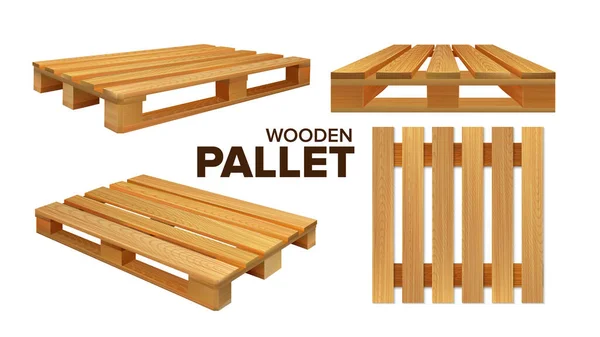 Wooden Pallet Different Size Collection Set Vector — Stockvektor