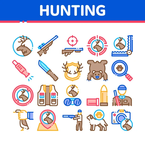 Hunting Equipment Collection Icons Set Vector — Wektor stockowy