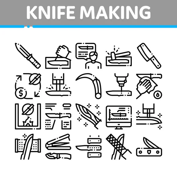 Knife Making Utensil Collection Icons Set Vector — Wektor stockowy