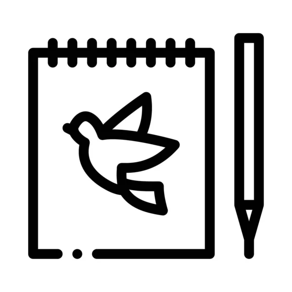 Ноутбук перо птах піктограма Векторна контурна ілюстрація — стоковий вектор
