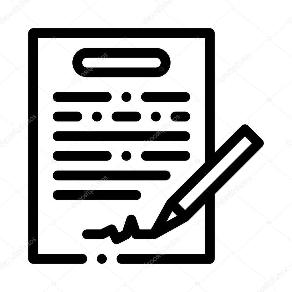 Contract Signing Icon Vector. Outline Contract Signing Sign. Isolated Contour Symbol Illustration