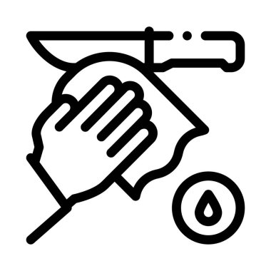 Bıçak Temizleme Simgesi Vektör Özeti İllüstrasyonu