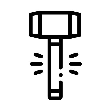 Çekiç Aracı Simgesi Vektör Ana Hattı İllüstrasyonu