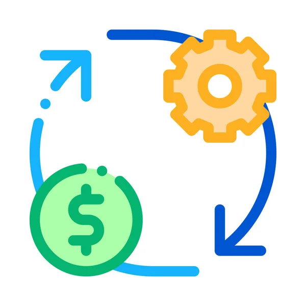 Ilustração do esboço do vetor do ícone do dinheiro da mudança da engrenagem — Vetor de Stock