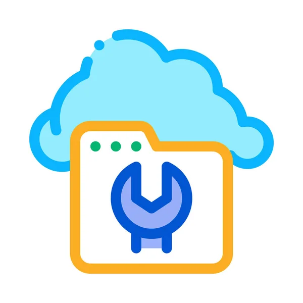 Napraw ilustrację zarysu folderu Cloud Folder Icon Vector — Wektor stockowy