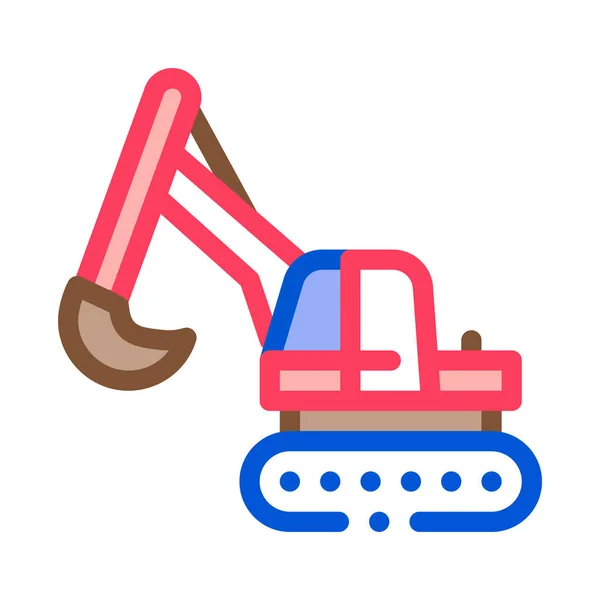 Máquina de excavadora Icono Vector Esquema Ilustración — Archivo Imágenes Vectoriales