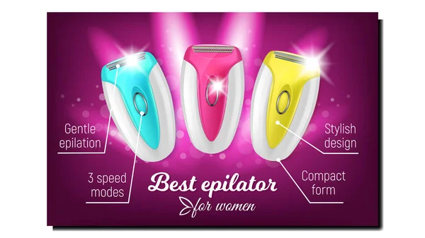 Mejor Epilador para Mujer Publicidad Banner Vector — Archivo Imágenes Vectoriales