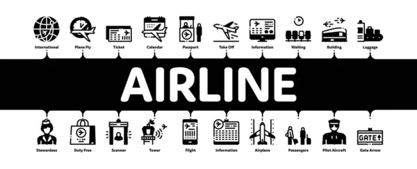 Vecteur minime de bannière d'infographie de compagnie aérienne et d'aéroport — Image vectorielle