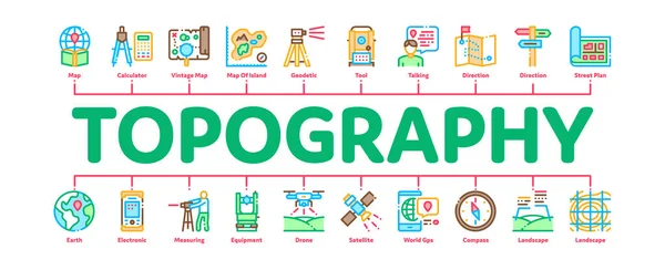 Topográfia Kutatás Minimális Infographic Banner Vector — Stock Vector