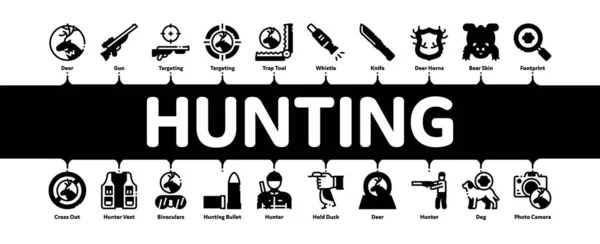Hunting Equipment Minimal Infographic Banner Vector — Stock vektor