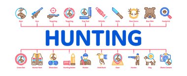 Hunting Equipment Minimal Infographic Banner Vector