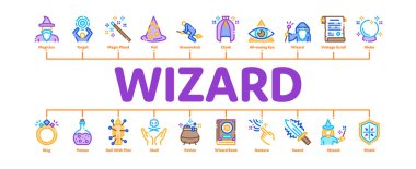 Wizard Magic Minimal Infographic Banner Vector