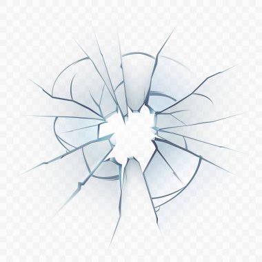 Broken Glass Window Smashed Bullet Hole Vector clipart