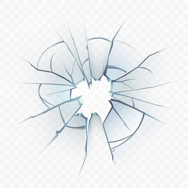 Broken Glass Window Smashed Bullet Hole Vector — Stock Vector