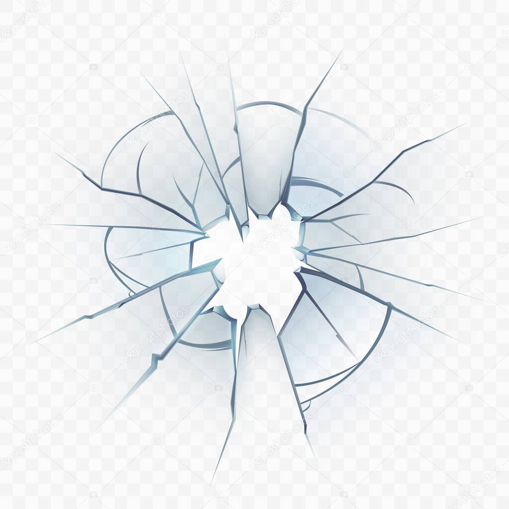 Broken Glass Window Smashed Bullet Hole Vector