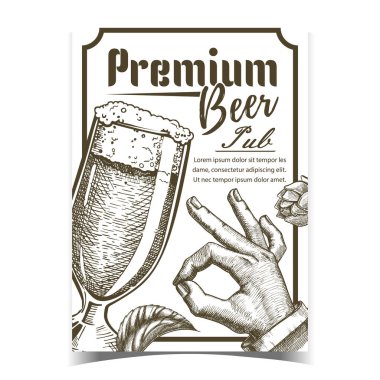 Premium Bira Meyhanesi Reklam Posteri Vektörü