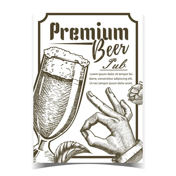 Вектор рекламного плаката в таверне Premium Beer Pub — стоковый вектор