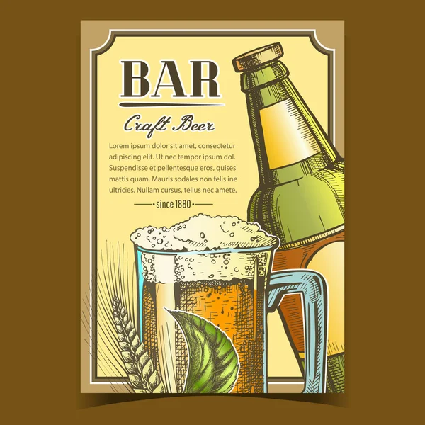 Bar Craft Bier Alcohol Drankbanner Vector — Stockvector