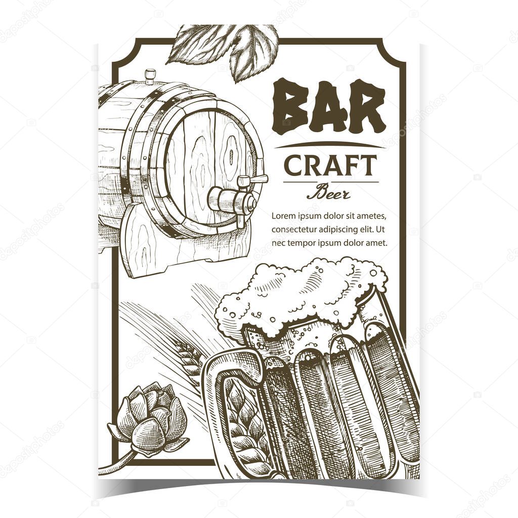 Bar Brewed Craft Beer Advertising Banner Vector