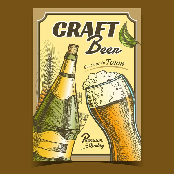 Ambachtelijk bier Alcohol Reclame Poster Vector — Stockvector