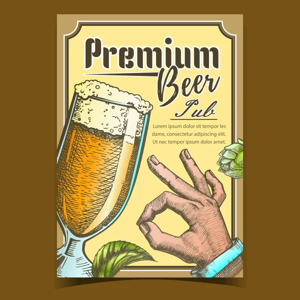 Premium Beer Pub Ταβέρνα Διαφήμιση Αφίσα Διάνυσμα — Διανυσματικό Αρχείο