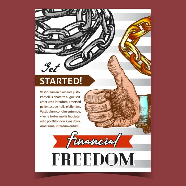 Libertà finanziaria Thumb Up Gesture Banner Vector — Vettoriale Stock