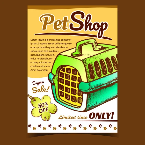 Tienda de Mascotas Caja de Transporte Animal Banner Vector — Archivo Imágenes Vectoriales