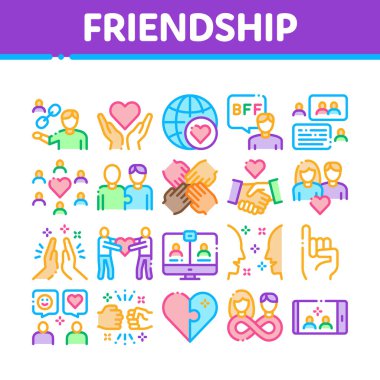 Friendship Relation Collection Icons Set Vector