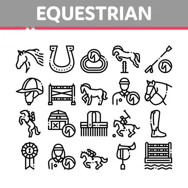 Equestrian Animal Collection Icons Set Vector — Stock Vector