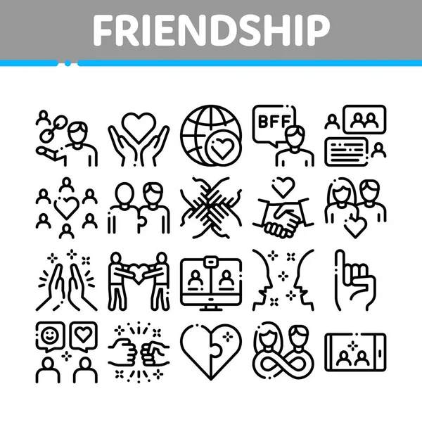 Friendship Relation Collection Icons Set Vector — Stock vektor
