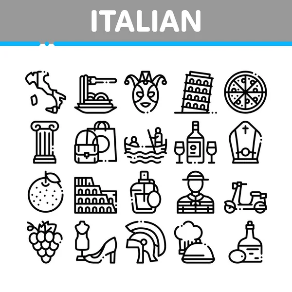 Vector de conjunto de iconos de colección tradicional italiana — Vector de stock