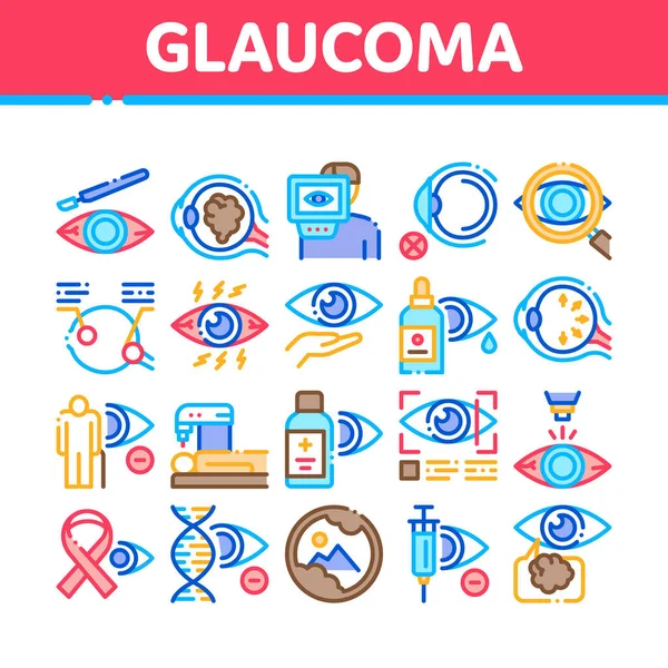 Glaucoma Ophthalmology Collection Icons Set Vector — Stockvector