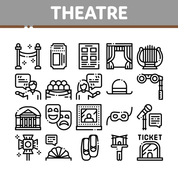 Equipo de Teatro Colección Iconos Set Vector — Vector de stock