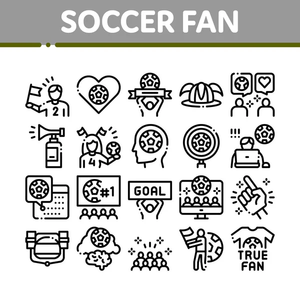 Futebol Atributos de fãs Coleção Ícones Set Vector — Vetor de Stock