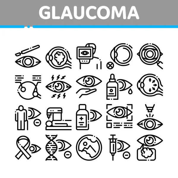 Glaucoma Ophthalmology Collection Icons Set Vector — 스톡 벡터